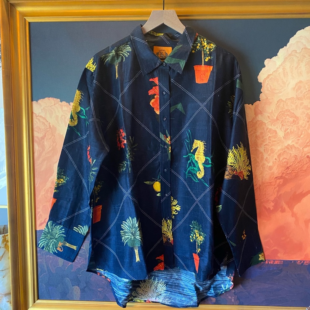 Coniglio Palm Beach Classic Button Down Silk Dupioni